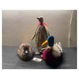 Wooden and Stiffed Bird Decor