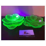 Uranium glass leaf dishes