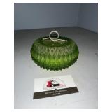 Satin green powder dish