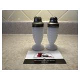 Milk glass salt and pepper shakers