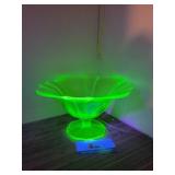 Uranium Glass Pedestal BOWL
