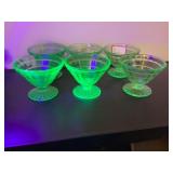 Uranium glass footed sherbet dishes