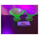 Uranium glass sherbet dishes
