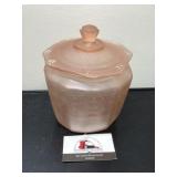 Vintage pink frosted canister
