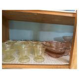 Yellow and pink depression glass