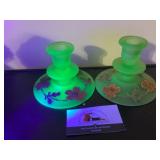 Satin uranium candle holders