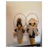 Vintage wooden crows