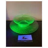 Uranium glass plate and bowl