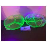 Uranium glass divided dishes