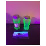 Uranium glass salt and pepper shakers