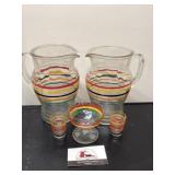 Vintage glass pitcher and drink set