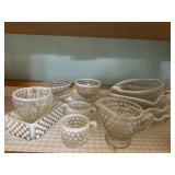 Opalescent hobnail glassware