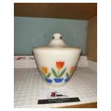 Fire King tulip grease jar with lid