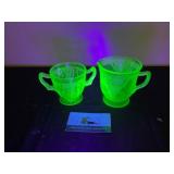Uranium Glass Cream and Sugar