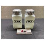 Milk Glass Flour and Salt Shakers