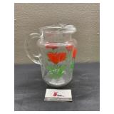 MCM Red Tulip Glass Pitcher