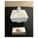 Milk glass dish with lid