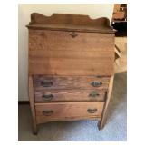 Oak drop front desk approximately 17 x 30 x 45