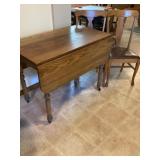 Oak drop leaf table with two chairs A