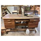 Wooden rolling desk 60 x 29 x 32 1/2 tall, bring