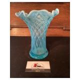 Fenton blue glass vase