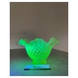 Fenton Topaz Opalescent Hobnail Ruffled Bowl