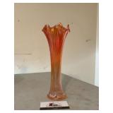 Fenton Fine Rib Carnival Glass Swung Vase