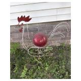 Rooster Garden Decor with Glazing Ball
