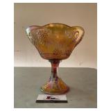 Carnival Glass Pedestal Bowl