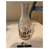 Jones Dairy Glass Milk Bottle