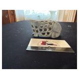 Hand carved stone frog flower frog