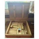 Wooden box of wooden blocks