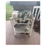Outdoor table with miscellaneous decor