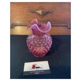 Cranberry hobnail vase