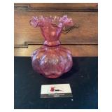 Cranberry glass vase