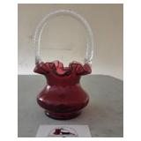 Frnton Cranberry Ruffled Basket