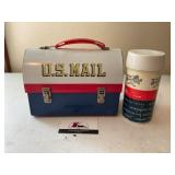 Vintage Metal Aladdin US Mail Lunch Box and Bottle