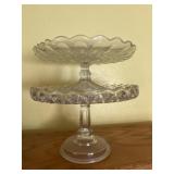 Two Glass Pedestal Cake Plates