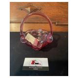 Cranberry Fenton glass basket