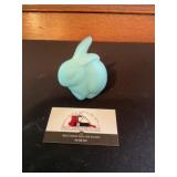 Blue satin rabbit figurine