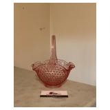 Fenton Pink Hobnail Basket