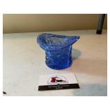 Fenton Blue Glass Top Hat Vase