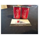Metal Coca Cola salt and pepper shakers