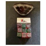 Red and green glass decor