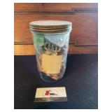 Vintage jar of buttons and collectables
