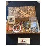 Wooden box of jewelry