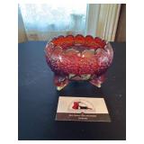 Fenton footed glass bowl with glass candy dishes