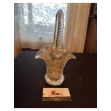 Marigold carnival glass basket