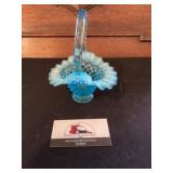 Blue hobnail glass vase