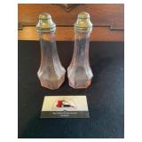 Pink depression glass shakers